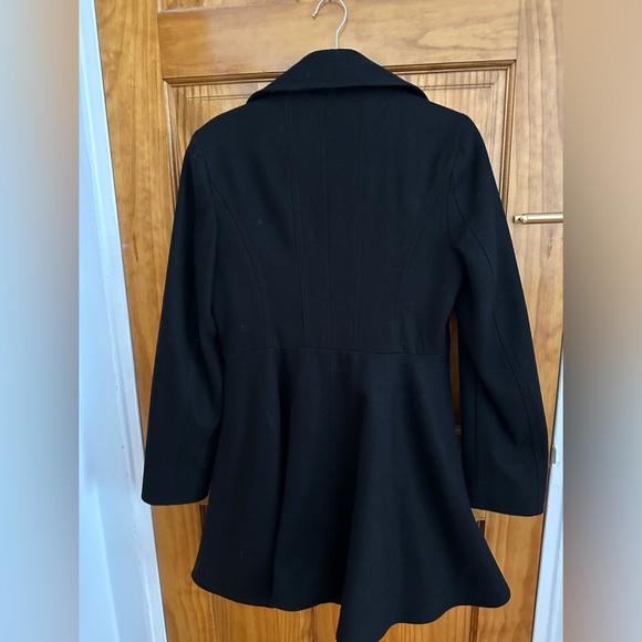 Laundry Shelli Segal Black Double Breasted Fit & Flare Wool Button Overcoat M - Picture 4 of 7